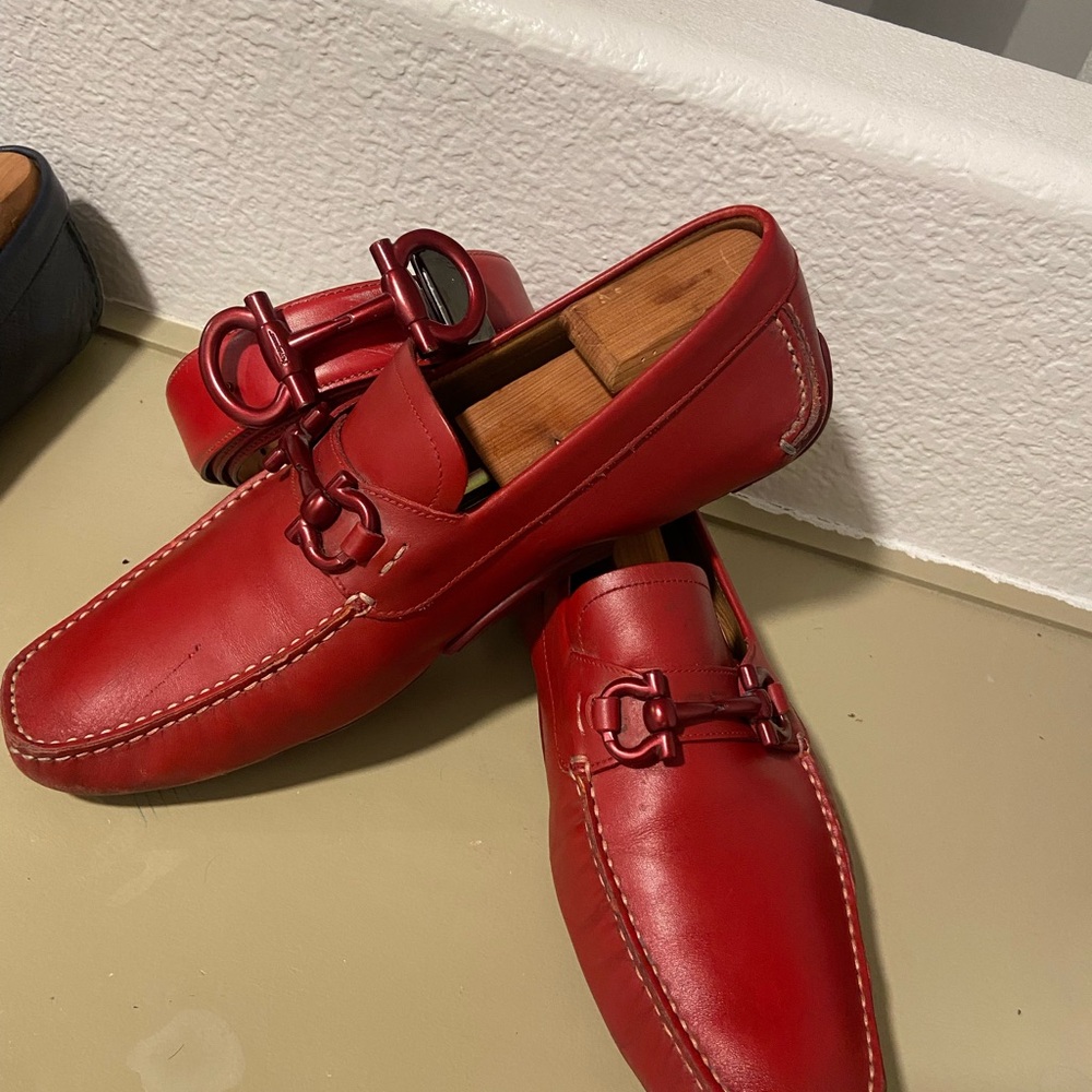 Gucci Red Leather Loafers